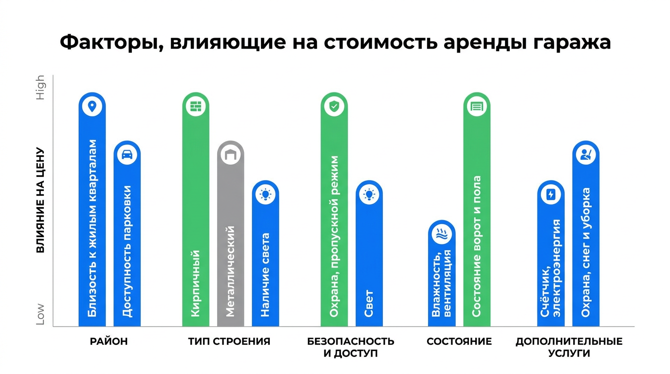Факторы, влияющие на стоимость аренды гаража